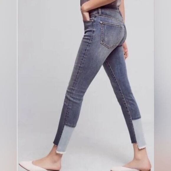 Anthropologie Pilcro Letterpress Script Jeans 25 stretch denim color block - Picture 1 of 10